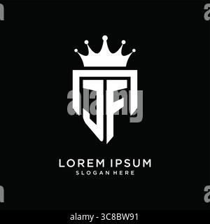 Letter JF logo monogram emblem style with crown shape design template vector graphic vector graphic Stock Vector