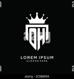 Letter OH logo monogram emblem style with crown shape design template vector graphic vector graphic Stock Vector