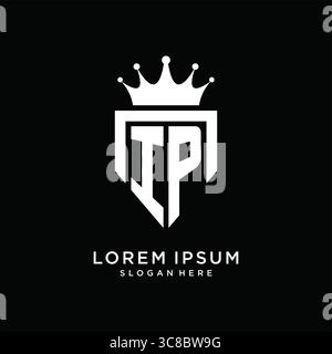 Letter IP logo monogram emblem style with crown shape design template vector graphic vector graphic Stock Vector