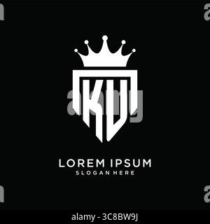 Letter KU logo monogram emblem style with crown shape design template vector graphic vector graphic Stock Vector