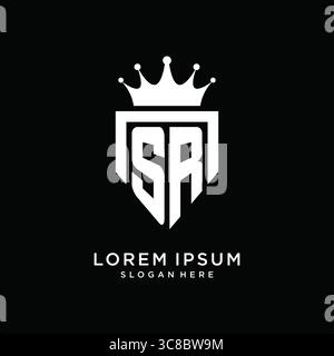 Letter SR logo monogram emblem style with crown shape design template vector graphic vector graphic Stock Vector