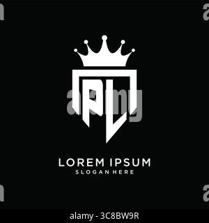 Letter PL logo monogram emblem style with crown shape design template vector graphic vector graphic Stock Vector