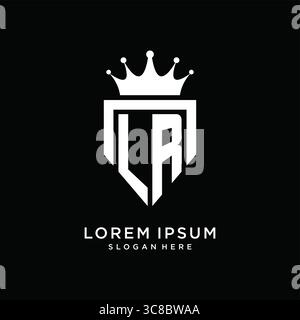 Letter LR logo monogram emblem style with crown shape design template vector graphic vector graphic Stock Vector
