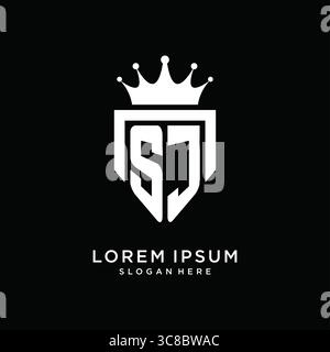 Letter SJ logo monogram emblem style with crown shape design template vector graphic vector graphic Stock Vector