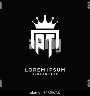 Letter PT logo monogram emblem style with crown shape design template vector graphic vector graphic Stock Vector