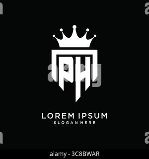 Letter PH logo monogram emblem style with crown shape design template vector graphic vector graphic Stock Vector