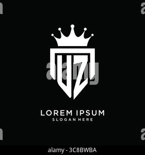 Letter UZ logo monogram emblem style with crown shape design template vector graphic vector graphic Stock Vector