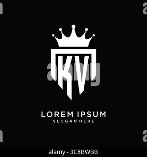 Letter KV logo monogram emblem style with crown shape design template vector graphic vector graphic Stock Vector