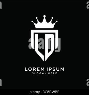 Letter LD logo monogram emblem style with crown shape design template vector graphic vector graphic Stock Vector