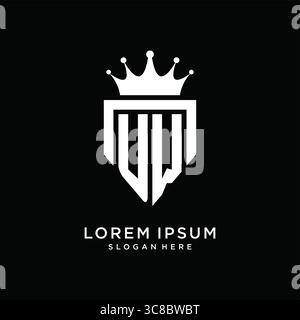Letter UW logo monogram emblem style with crown shape design template vector graphic vector graphic Stock Vector