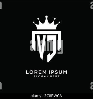 Letter VJ logo monogram emblem style with crown shape design template vector graphic vector graphic Stock Vector