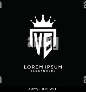 Letter VE logo monogram emblem style with crown shape design template vector graphic vector graphic Stock Vector