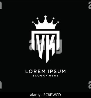 Letter VK logo monogram emblem style with crown shape design template vector graphic vector graphic Stock Vector
