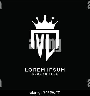 Letter VL logo monogram emblem style with crown shape design template vector graphic vector graphic Stock Vector
