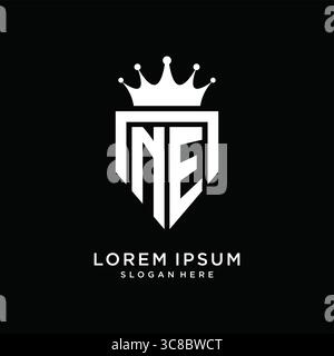 Letter NE logo monogram emblem style with crown shape design template vector graphic vector graphic Stock Vector