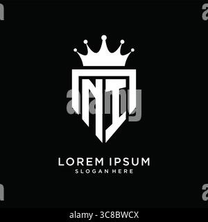 Letter NI logo monogram emblem style with crown shape design template vector graphic vector graphic Stock Vector