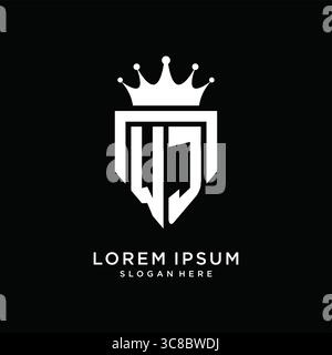 Letter WJ logo monogram emblem style with crown shape design template vector graphic vector graphic Stock Vector
