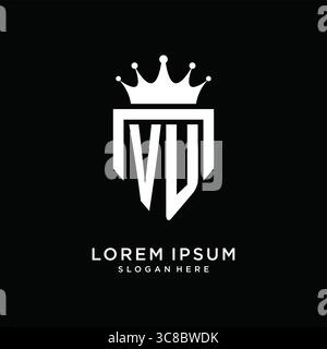 Letter VU logo monogram emblem style with crown shape design template vector graphic vector graphic Stock Vector