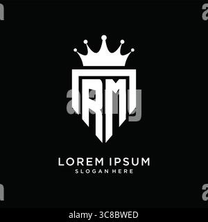 Letter RM logo monogram emblem style with crown shape design template vector graphic vector graphic Stock Vector