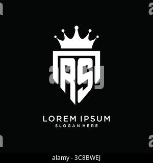 Letter RS logo monogram emblem style with crown shape design template vector graphic vector graphic Stock Vector