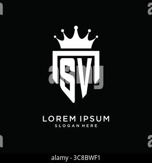 Letter SV logo monogram emblem style with crown shape design template vector graphic vector graphic Stock Vector