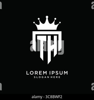 Letter TH logo monogram emblem style with crown shape design template vector graphic vector graphic Stock Vector
