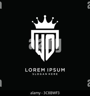Letter WO logo monogram emblem style with crown shape design template vector graphic vector graphic Stock Vector