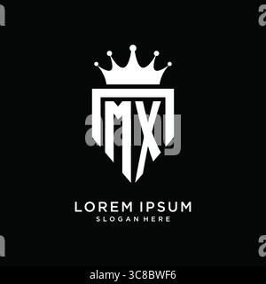Letter MX logo monogram emblem style with crown shape design template vector graphic vector graphic Stock Vector