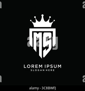 Letter MS logo monogram emblem style with crown shape design template vector graphic vector graphic Stock Vector