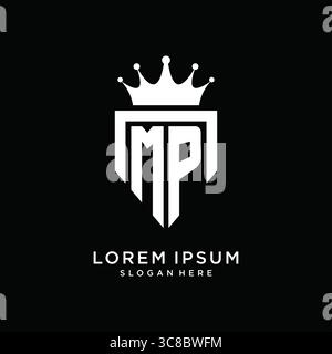 Letter MP logo monogram emblem style with crown shape design template vector graphic vector graphic Stock Vector