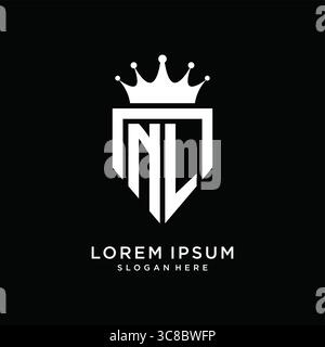 Letter NL logo monogram emblem style with crown shape design template vector graphic vector graphic Stock Vector