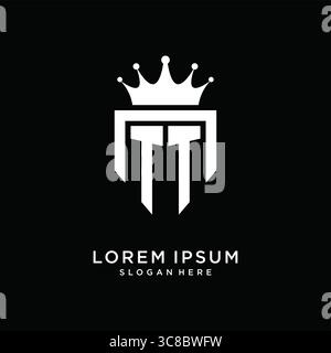 Letter TT logo monogram emblem style with crown shape design template vector graphic vector graphic Stock Vector