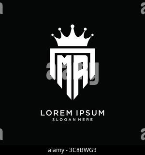 Letter MR logo monogram emblem style with crown shape design template vector graphic vector graphic Stock Vector