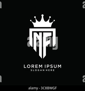 Letter NF logo monogram emblem style with crown shape design template vector graphic vector graphic Stock Vector