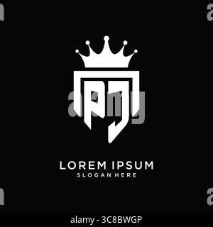 Letter PJ logo monogram emblem style with crown shape design template vector graphic vector graphic Stock Vector