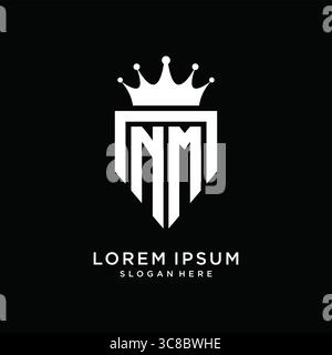 Letter NM logo monogram emblem style with crown shape design template vector graphic vector graphic Stock Vector