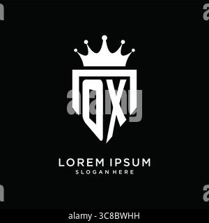Letter OX logo monogram emblem style with crown shape design template vector graphic vector graphic Stock Vector