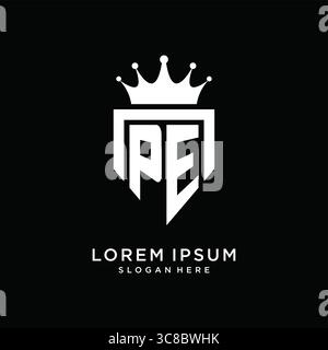 Letter PE logo monogram emblem style with crown shape design template vector graphic vector graphic Stock Vector