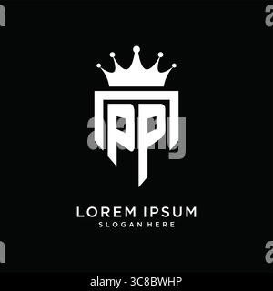 Letter PP logo monogram emblem style with crown shape design template vector graphic vector graphic Stock Vector