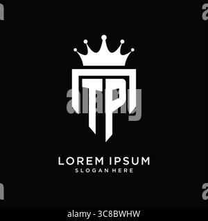 Letter TP logo monogram emblem style with crown shape design template vector graphic vector graphic Stock Vector