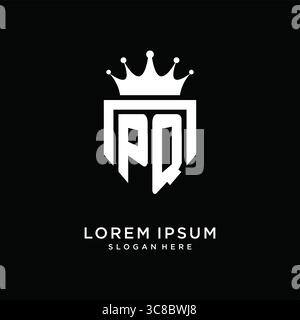 Letter PQ logo monogram emblem style with crown shape design template vector graphic vector graphic Stock Vector