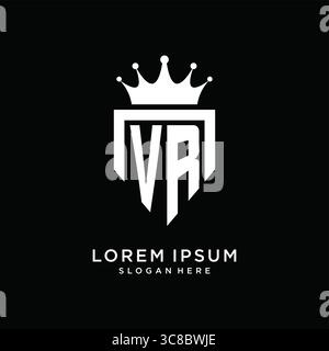Letter VR logo monogram emblem style with crown shape design template vector graphic vector graphic Stock Vector