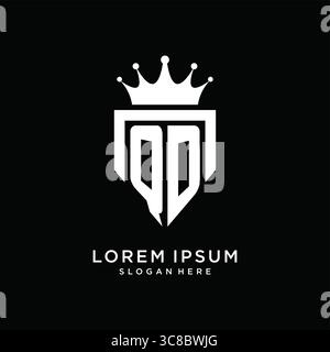 Letter QD logo monogram emblem style with crown shape design template vector graphic vector graphic Stock Vector