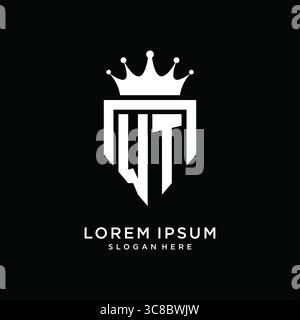 Letter WT logo monogram emblem style with crown shape design template vector graphic vector graphic Stock Vector