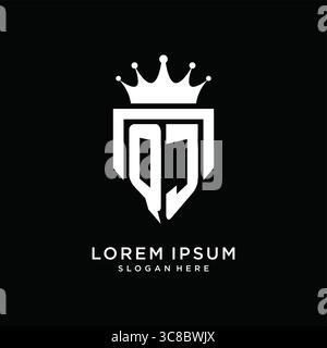 Letter QJ logo monogram emblem style with crown shape design template vector graphic vector graphic Stock Vector