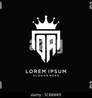 Letter QR logo monogram emblem style with crown shape design template vector graphic vector graphic Stock Vector
