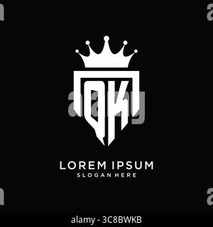Letter QK logo monogram emblem style with crown shape design template vector graphic vector graphic Stock Vector