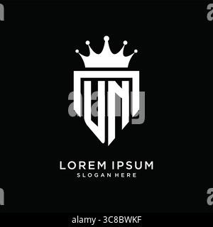 Letter UN logo monogram emblem style with crown shape design template vector graphic vector graphic Stock Vector