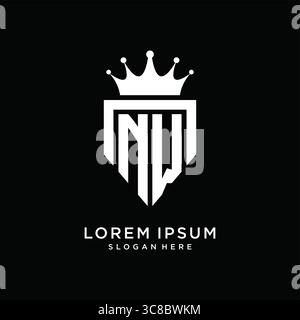 Letter NW logo monogram emblem style with crown shape design template vector graphic vector graphic Stock Vector