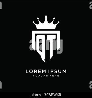 Letter QT logo monogram emblem style with crown shape design template vector graphic vector graphic Stock Vector